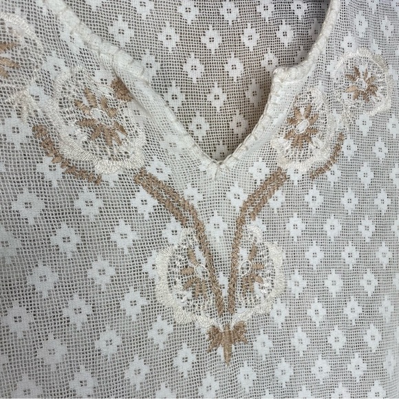 PRANA Winnie Sheer Cream Mesh 3/4 Sleeve Top - Picture 2 of 8